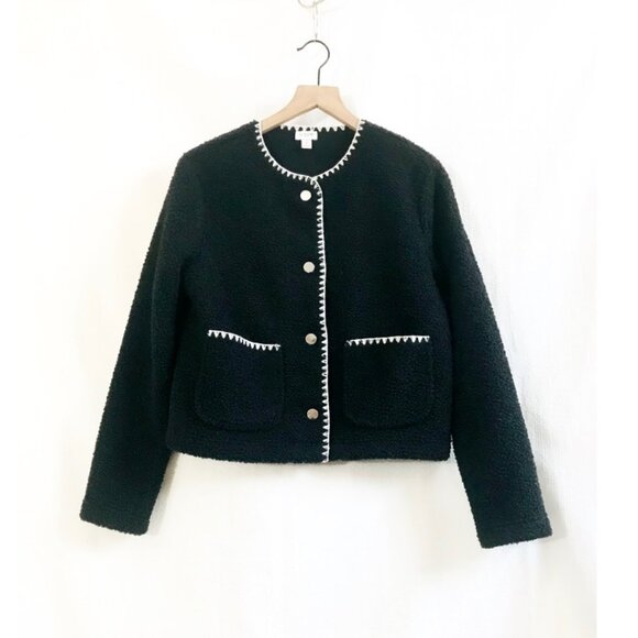 J.Crew Cropped Lady Jacket Sample in Black Boucle - Small - NWOT - Picture 1 of 5